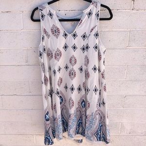 entro S Sleeveless Boho White Tank Dress